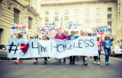 More than 100 Deal MS students and teachers organized and lead a group demonstration in the #Heart4theHomeless rally at Freedom Plaza.