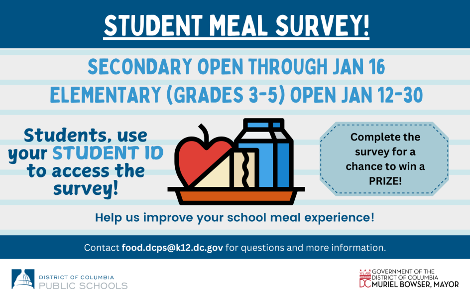 Student Meal Feedback Survey is Open. Visit surveys.panoramaed/dcps