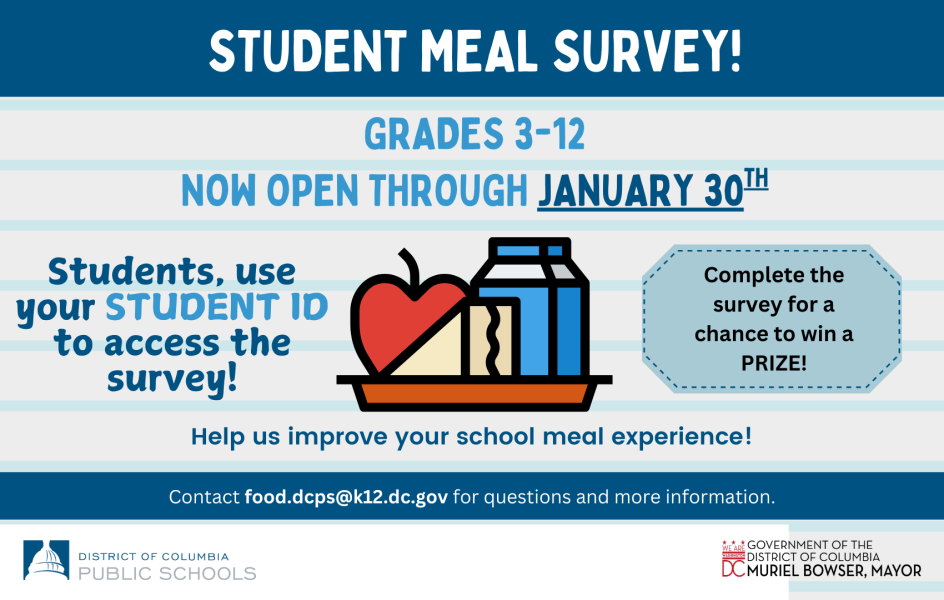 Student Meal Feedback Survey is Open. Visit surveys.panoramaed/dcps
