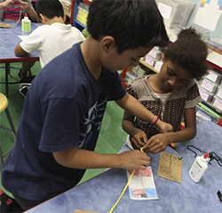 Kids making an art project