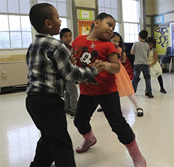 Kids learning to dance