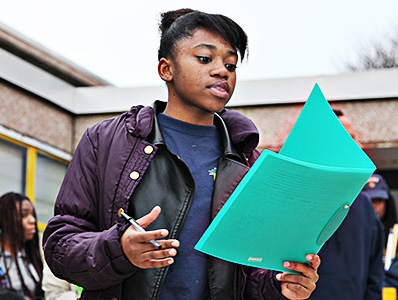 Tyandra Ames, a Ballou High School junior, shares an essay she had written about Mr. Barry.