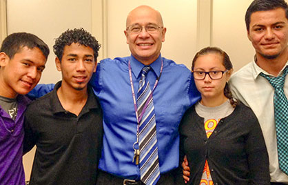 Leonel Popol and students from Cardozo Education Campus